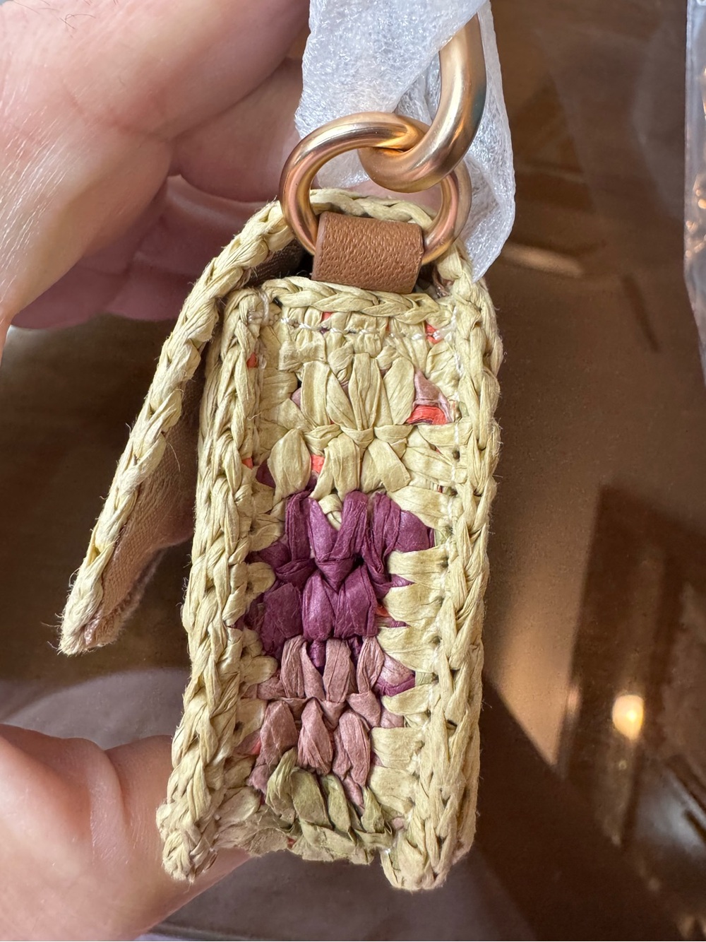 NEW Sam Edelman Mini Raffia and Leather Wallet- Terracotta - Picture 10 of 12